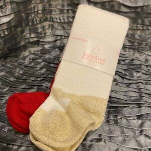 The Children's Place Baby Tights 2-Pack in White, Gold & Red